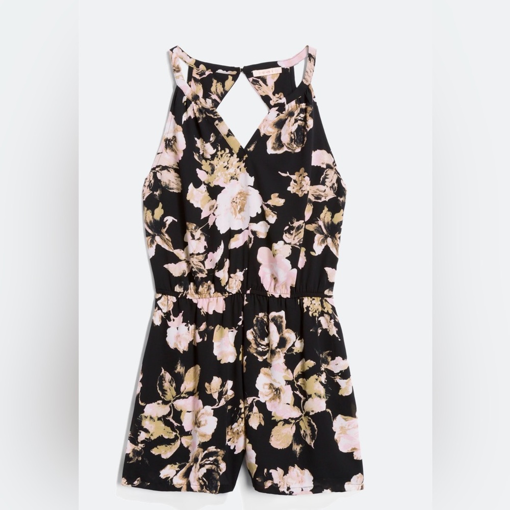 SKIES ARE BLUE | Floral Halter Romper Size Small Petite